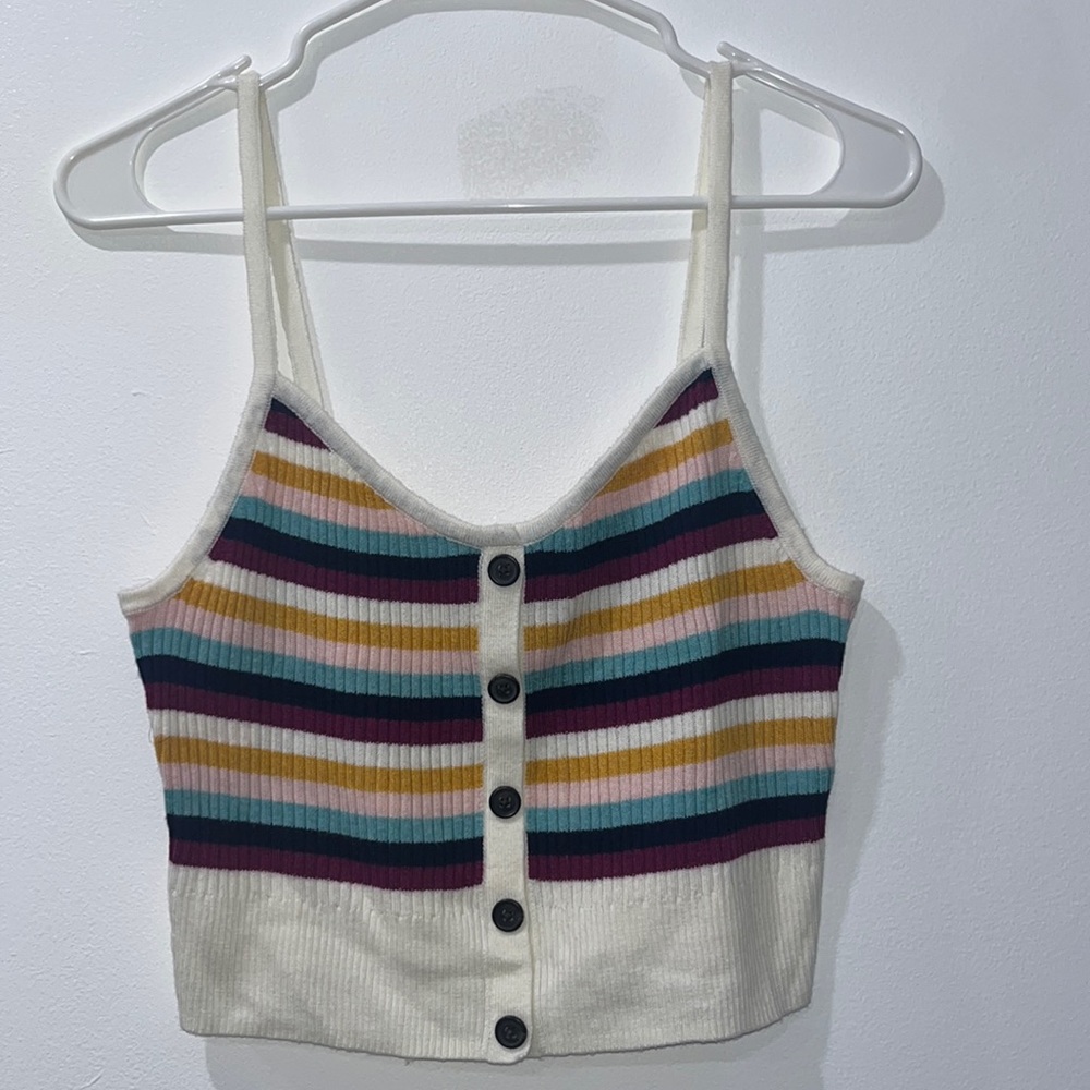 American Eagle Striped Knit Crop Top NWOT